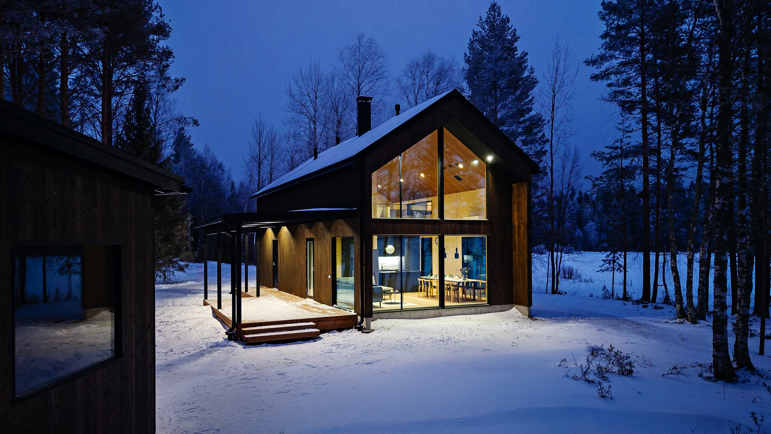 Villa Lehtoniemi drone kuva talvisäällä